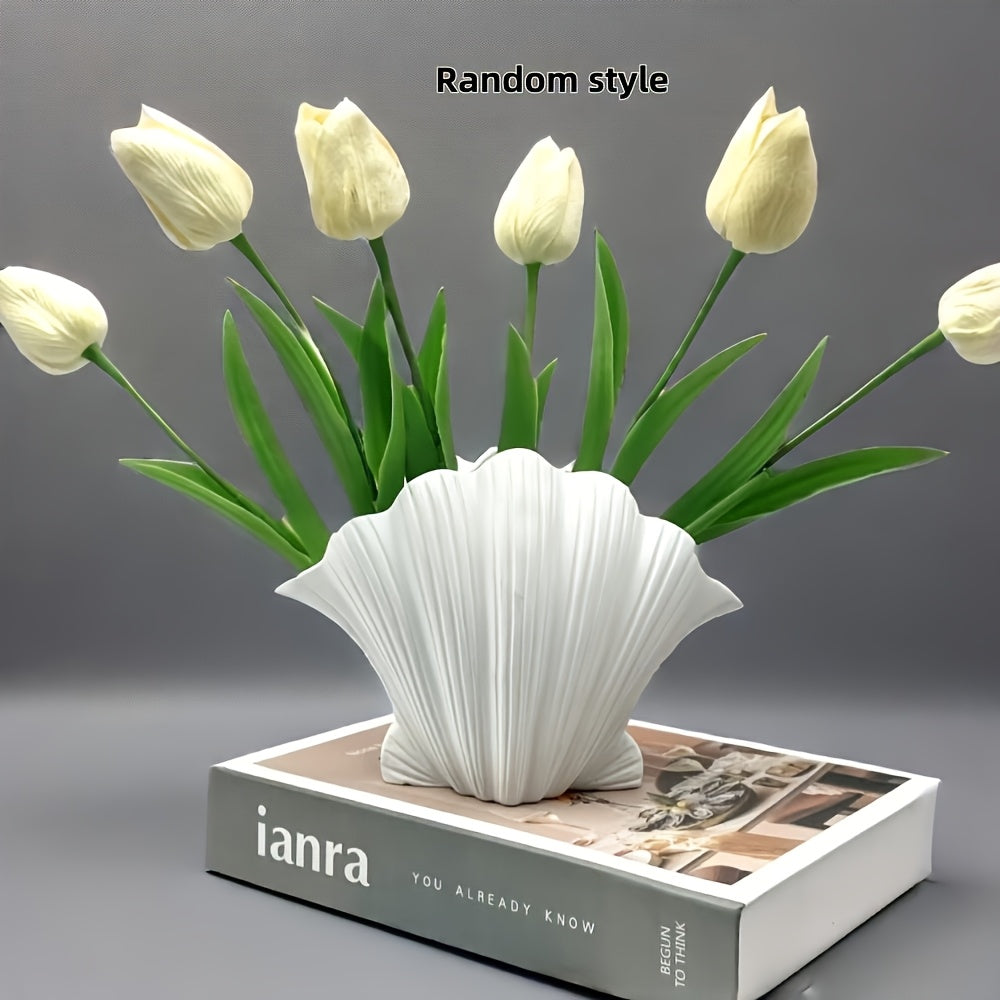 Random Style 1pc\u002F2pcs of Artistic Flower Arrangements in a Colorful Shell Vase for Home Decor