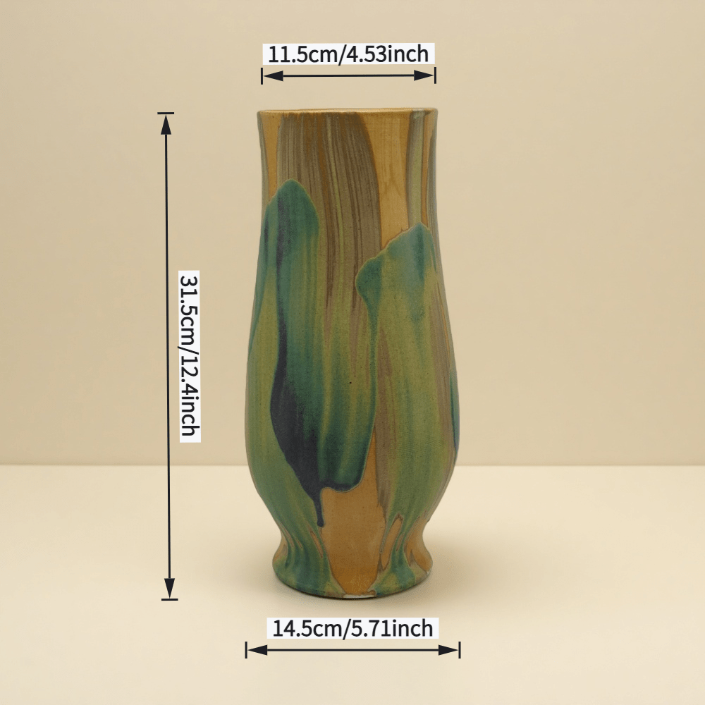 Oil Painting Style Ceramic Vase- Home Decor Flower Arrangement Vase for Living Room, Bedroom, Bookshelf| Gift Idea