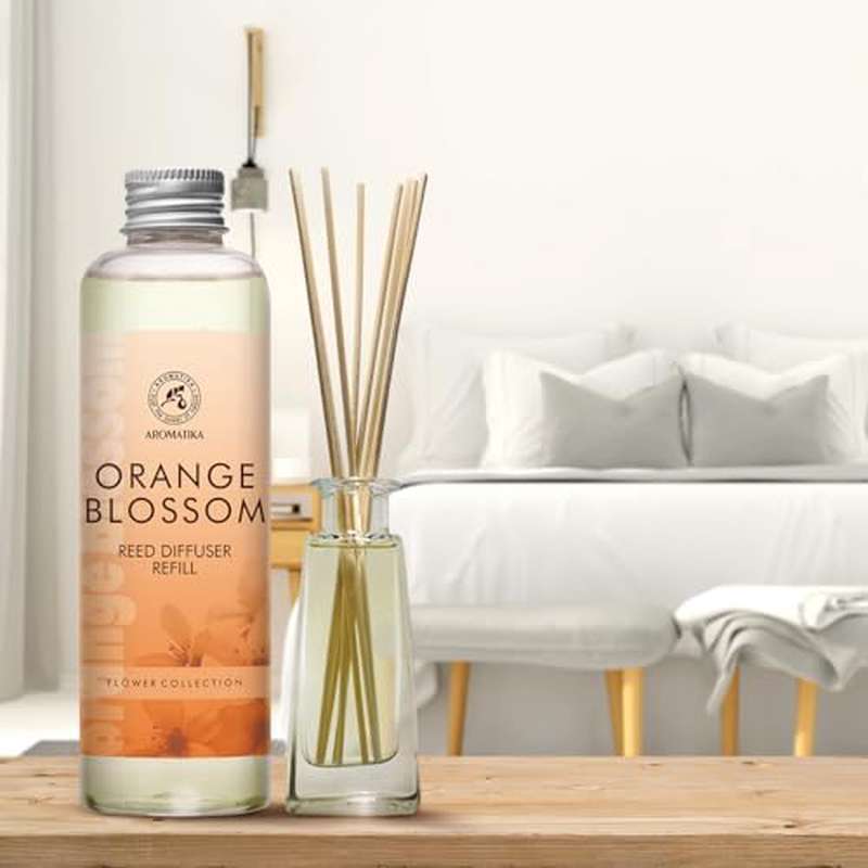 Refill Reed Diffuser Orange Blossoms 6.8Fl Oz 200ml - Intensive - Fresh Long Lasting Fragrance - for Aromatherapy - SPA - Home - Office - Fitness