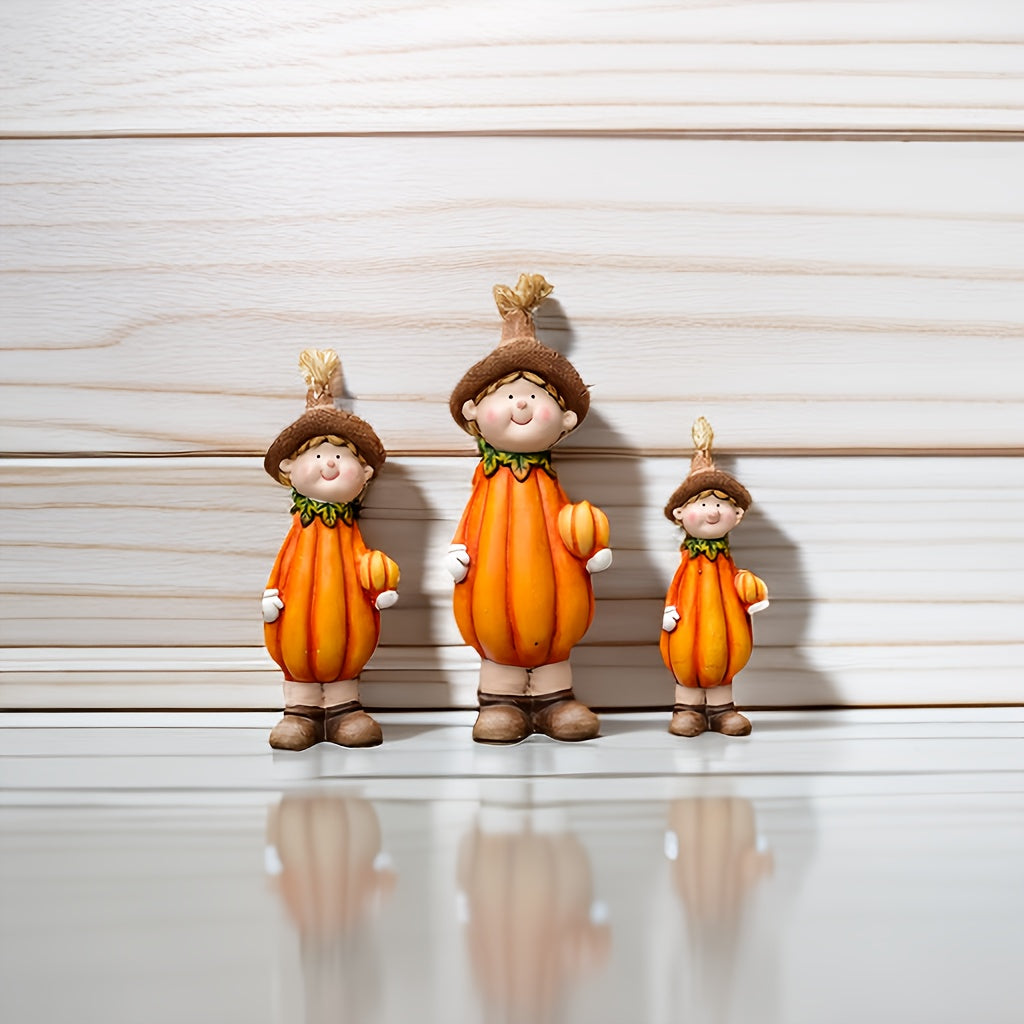 1 Ceramic Pumpkin Boy Scarecrow Decorative Ornament, Suitable for Study Desk Decoration, Office Decoration, Bedroom Decoration, Outdoor Balcony Decoration, Windowsill Decoration, Christmas, Halloween, Easter, Pumpkin Festival Decorative Ornament