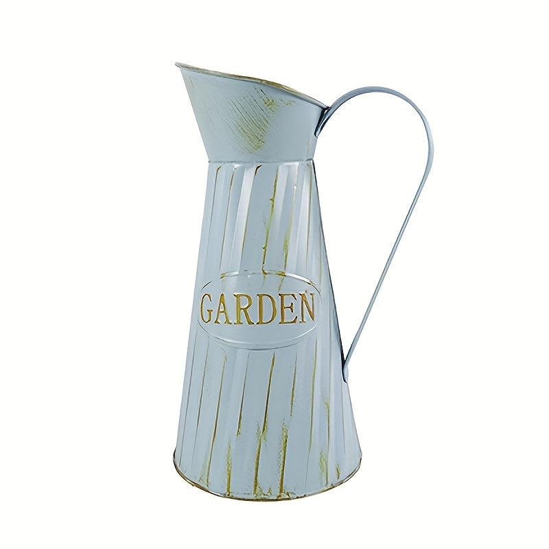 Aged Light Blue Flower Vase | Suitable for Pink and White Rose Bouquet, Echoes Pastoral Atmosphere with Soft Elements and Conveys Natural Relaxation through Retro Texture