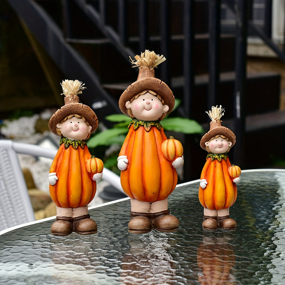 1 Ceramic Pumpkin Boy Scarecrow Decorative Ornament, Suitable for Study Desk Decoration, Office Decoration, Bedroom Decoration, Outdoor Balcony Decoration, Windowsill Decoration, Christmas, Halloween, Easter, Pumpkin Festival Decorative Ornament