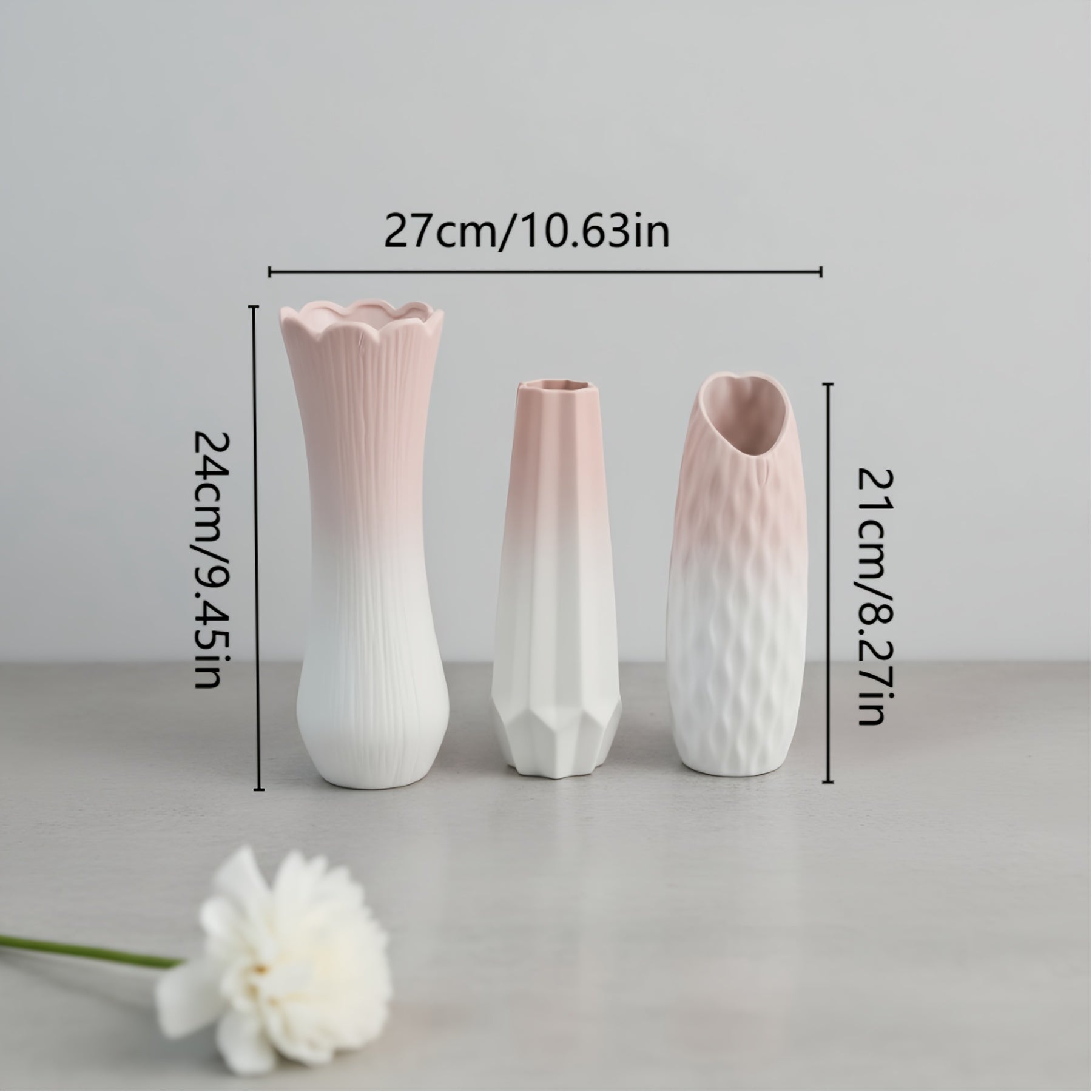 Minimalist Relief Texture Ceramic Vase Set, Nordic Instagram-Style Ceramic Vase, Balcony Decoration Slim-Neck Vase, Cream-Style Vertical Stripe Dried Flower Vase, Geometric Faceted Ceramic Flower Vessel, Garden Soft Decor Art Vase, Living Room