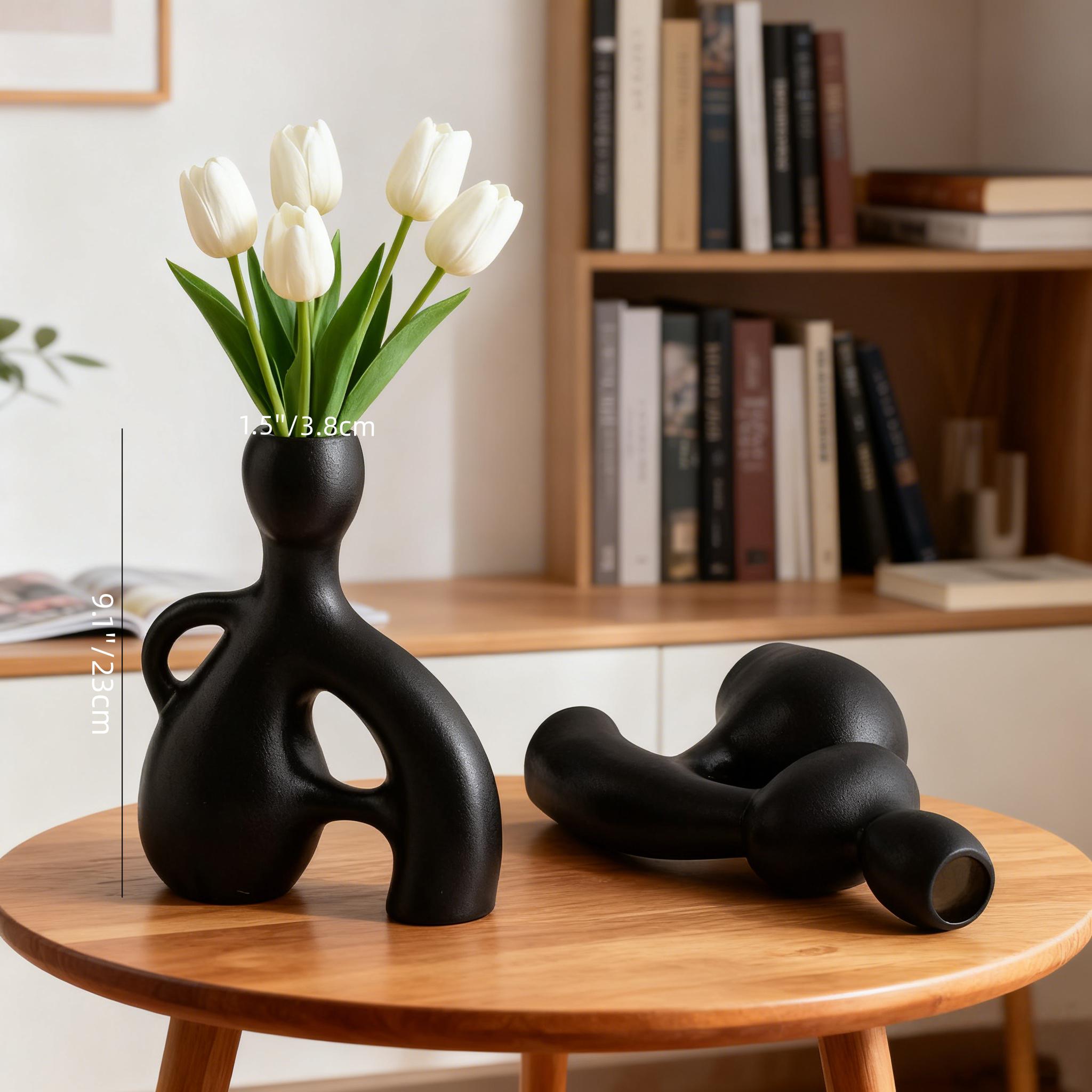 Nordic Minimalist White Ceramic Vase | Ins Style Home Decor for Dried Flowers | Creative Luxury Flower Arrangement | Living Room Entryway Study Bedroom Decoration