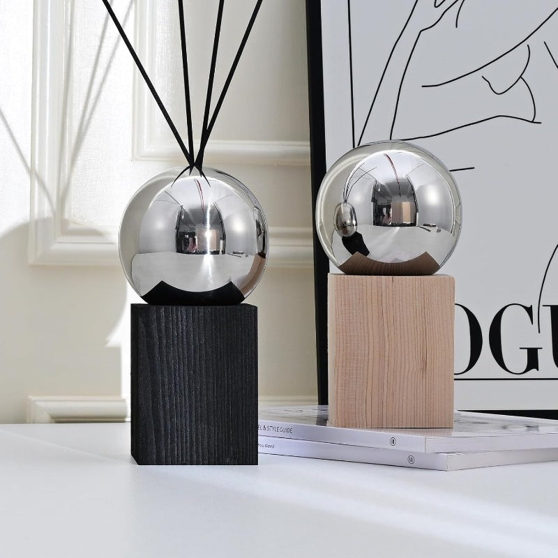 1 Aroma Diffuser Set with Rattan and Funnel | Large Capacity Refillable Container, Solid Wood Base, Suitable for Bathrooms and Living Rooms, Black Base