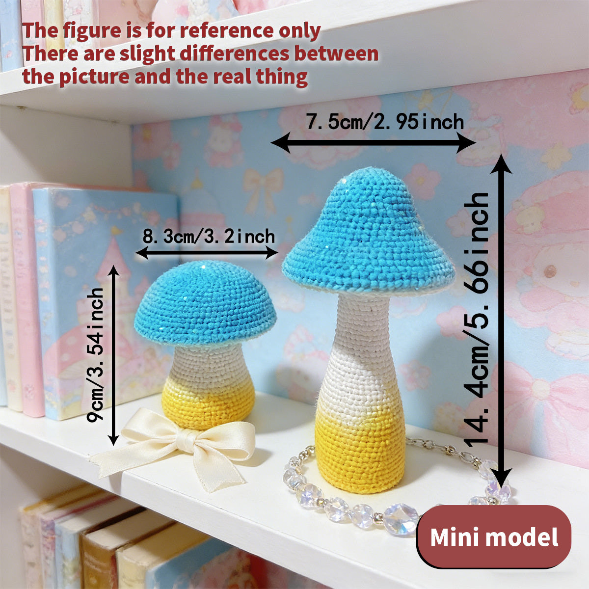 1 Pair Healing Mushroom Figurines | Collectible Beaded Mini Desktop Decor, High Aesthetic Value Gift For Easter, Ramadan, Mother'S Day, Father'S Day | Resin, Suitable For Various Room Types, Indoor And Outdoor Use