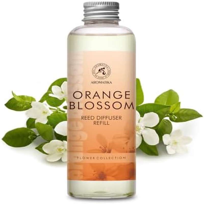 Refill Reed Diffuser Orange Blossoms 6.8Fl Oz 200ml - Intensive - Fresh Long Lasting Fragrance - for Aromatherapy - SPA - Home - Office - Fitness