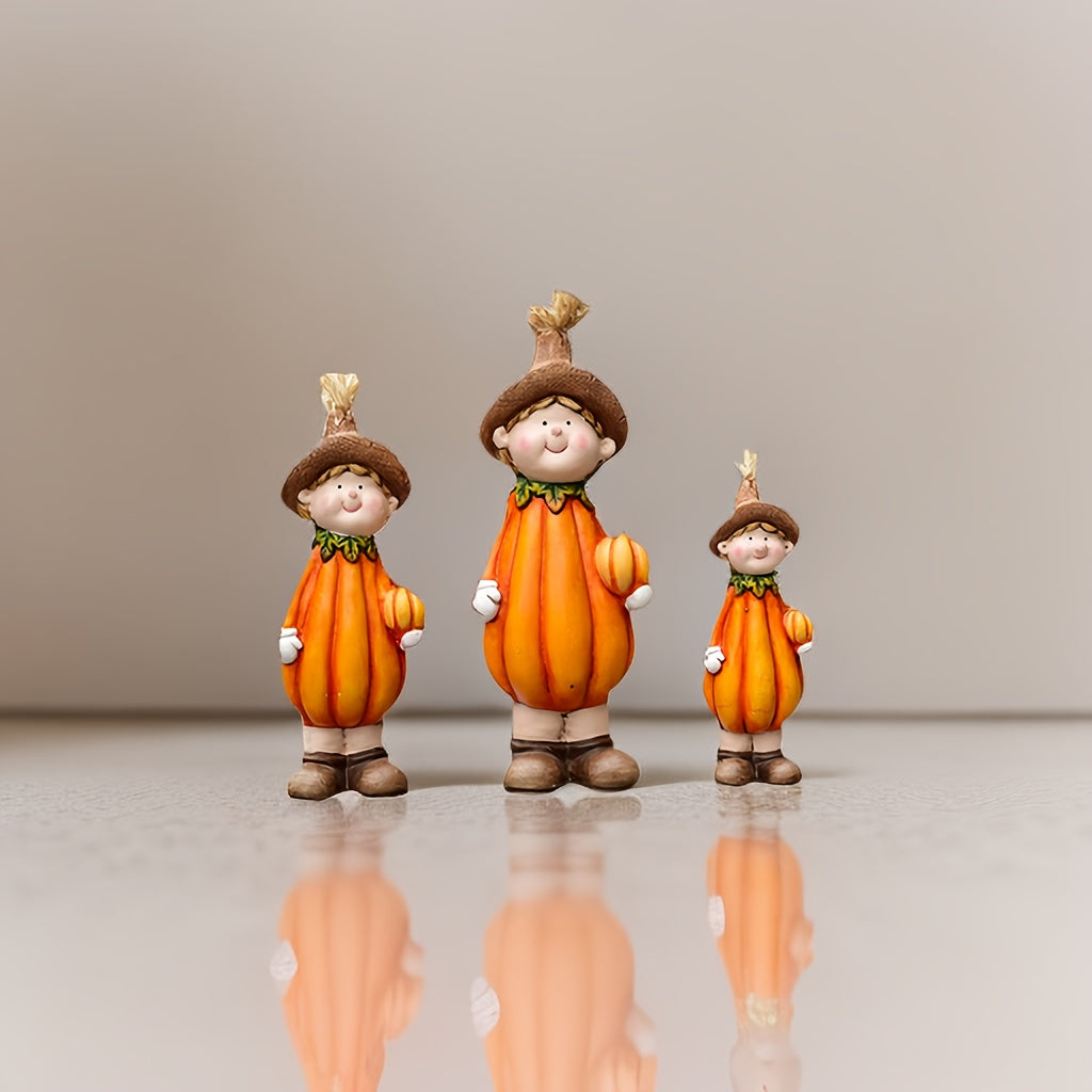 1 Ceramic Pumpkin Boy Scarecrow Decorative Ornament, Suitable for Study Desk Decoration, Office Decoration, Bedroom Decoration, Outdoor Balcony Decoration, Windowsill Decoration, Christmas, Halloween, Easter, Pumpkin Festival Decorative Ornament