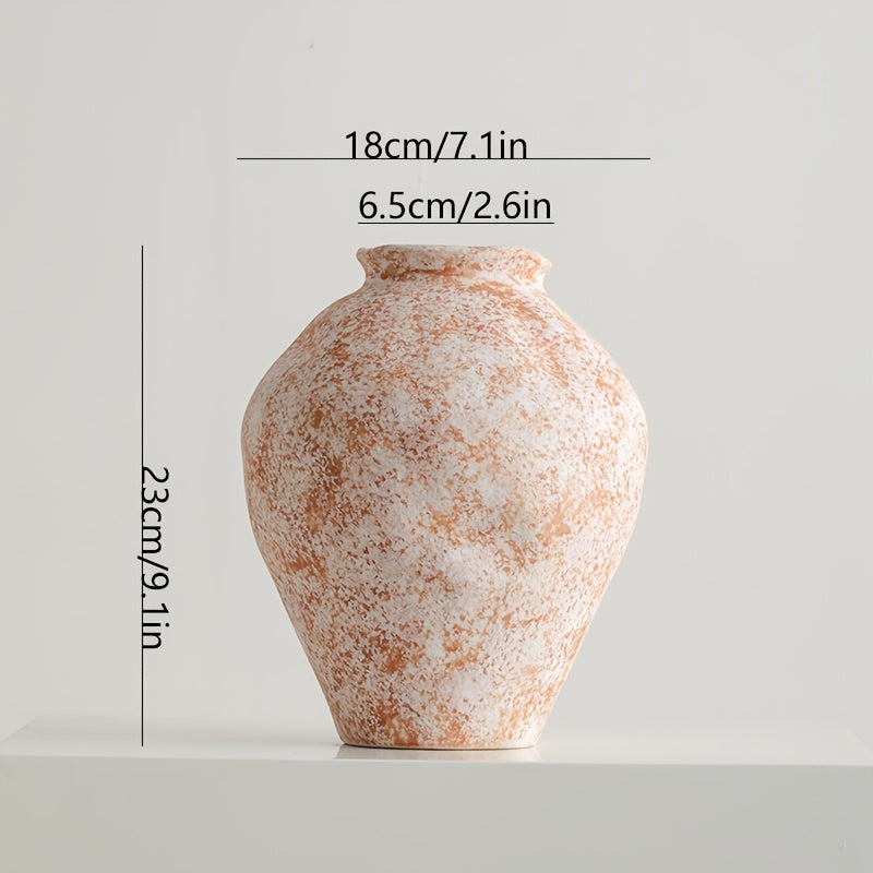 A Hand-Painted Wabi-Sabi Style | Vintage Ceramic Decorative Vase | for Living Room Console Table | a Ceramic Jar for Floral Arrangements | Suitable for Display in Living Rooms, Hallways, Bookshelves, Wine Cabinets, And TV Cabinets