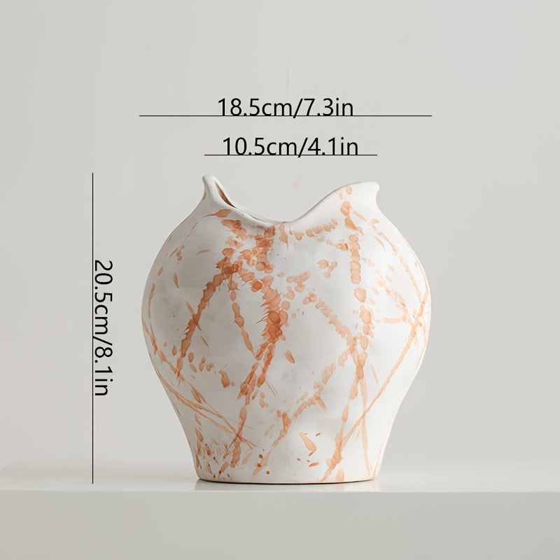 A Hand-Painted Wabi-Sabi Style | Vintage Ceramic Decorative Vase | for Living Room Console Table | a Ceramic Jar for Floral Arrangements | Suitable for Display in Living Rooms, Hallways, Bookshelves, Wine Cabinets, And TV Cabinets
