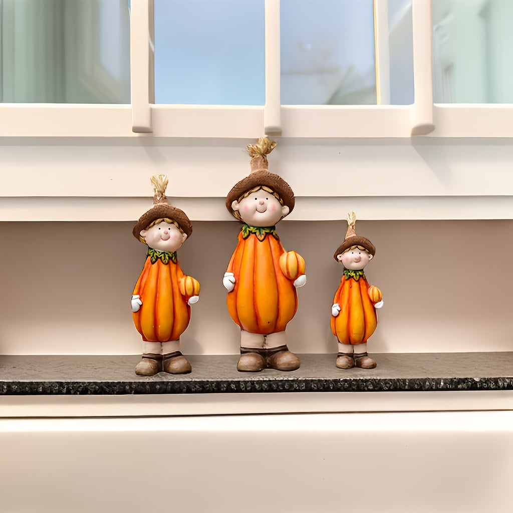 1 Ceramic Pumpkin Boy Scarecrow Decorative Ornament, Suitable for Study Desk Decoration, Office Decoration, Bedroom Decoration, Outdoor Balcony Decoration, Windowsill Decoration, Christmas, Halloween, Easter, Pumpkin Festival Decorative Ornament