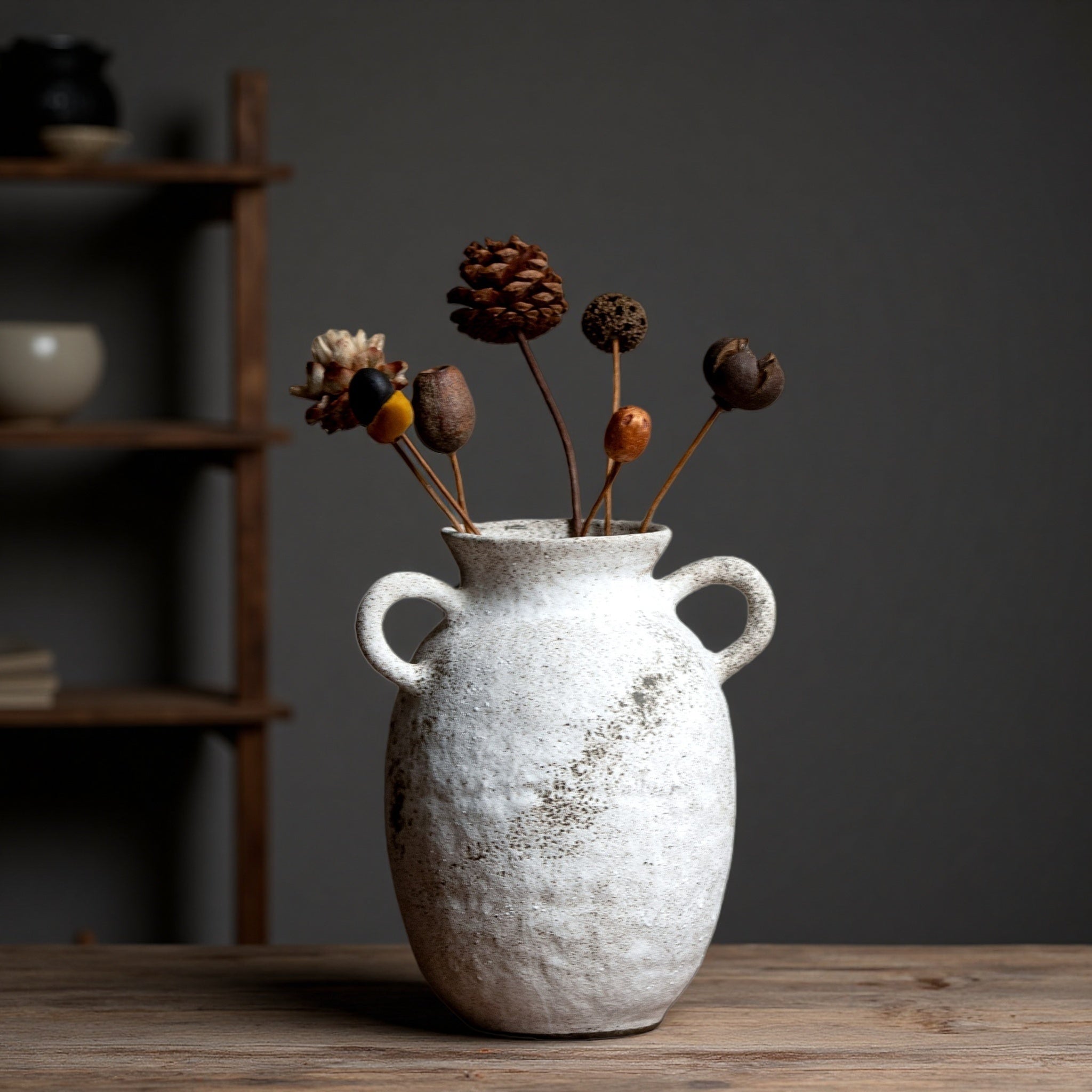 1pc Vintage Zen Ceramic Vase - Handmade Textured Clay Round Cylindrical Flower Vase for home Decor, Tea Room, Housewarming Wedding Birthday Gift,  Ceramic Flower Pot for fresh or artificial Flowers