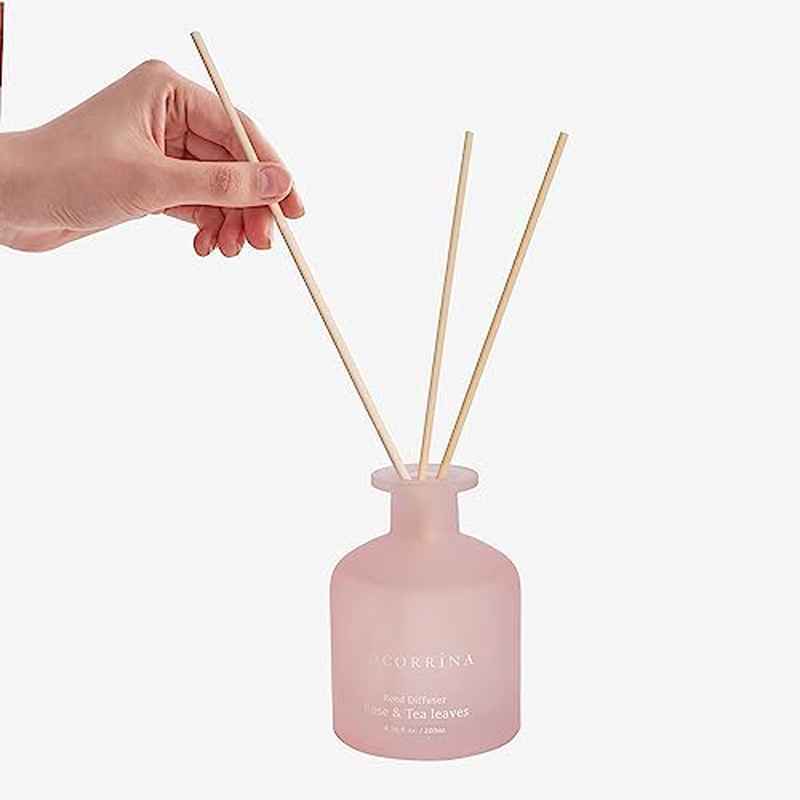 Home Fragrance Essential Oil Reed Diffuser for Bedroom Bathroom Shelf Decor Office Decor - Rose Tea Leaves Fragrance