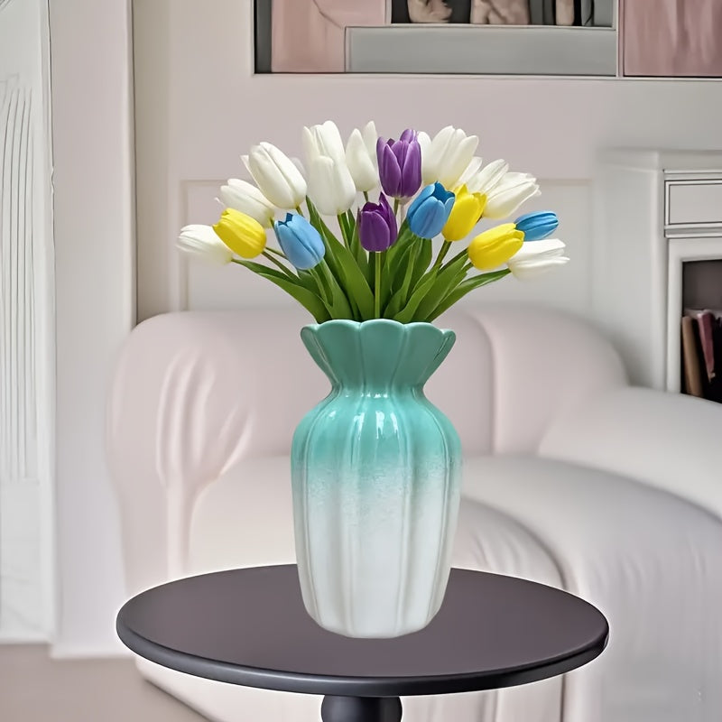 A Ceramic Vase with a Gradient Blue Color Is The Perfect Gift to Place in The Entrance Bedroom, on The Dining Table, on a Bookshelf, Or to The Wedding Television in The Lobby
