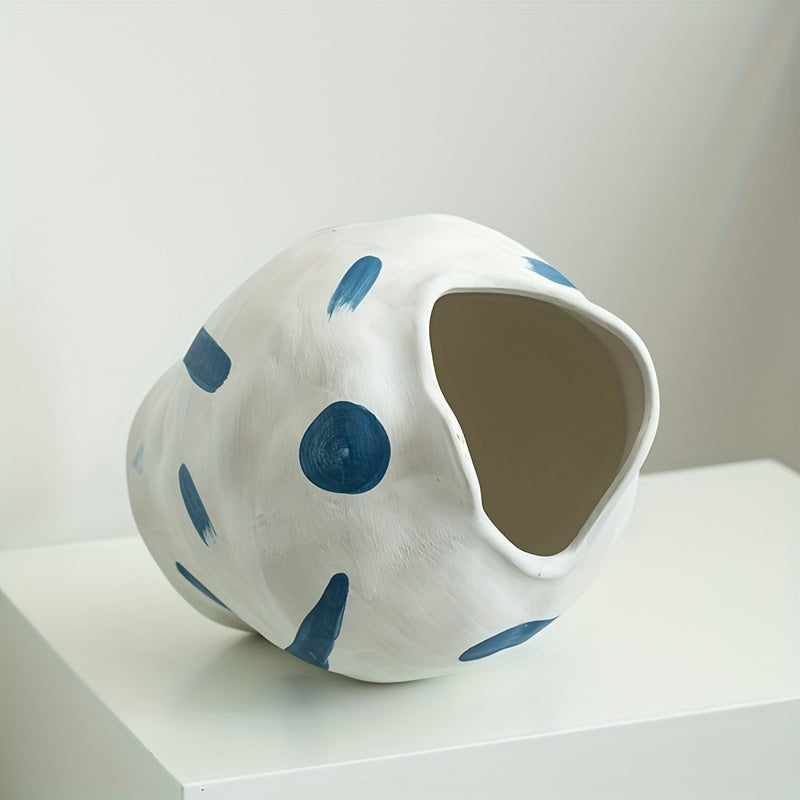 1 Hand-Painted Wabi-Sabi Style Vintage Ceramic Decorative Vase | Living Room Entryway Tabletop | Floral Arrangement Pot | Perfect for Living Room, Foyer, Bookshelf, Wine Cabinet, TV Stand Display | Home Decor Vase