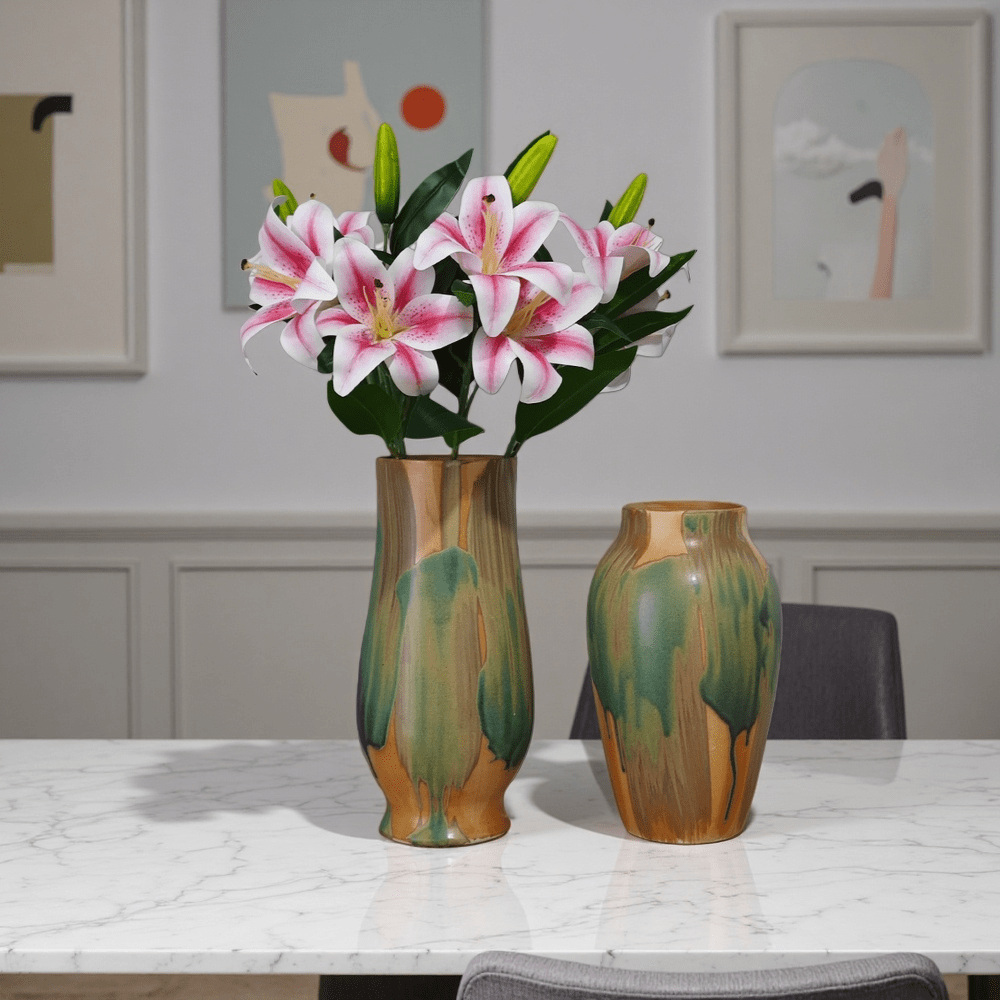 Oil Painting Style Ceramic Vase- Home Decor Flower Arrangement Vase for Living Room, Bedroom, Bookshelf| Gift Idea