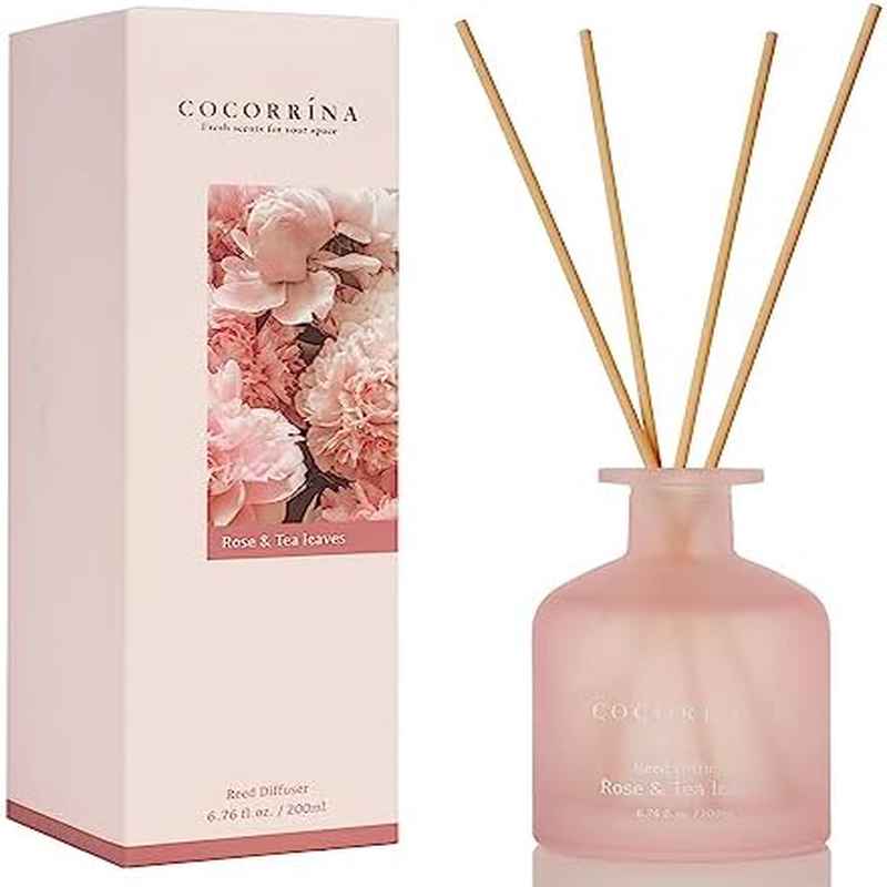 Home Fragrance Essential Oil Reed Diffuser for Bedroom Bathroom Shelf Decor Office Decor - Rose Tea Leaves Fragrance