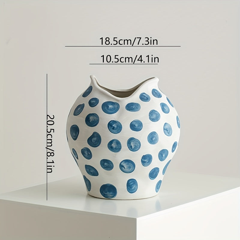 1 Hand-Painted Wabi-Sabi Style Vintage Ceramic Decorative Vase | Living Room Entryway Tabletop | Floral Arrangement Pot | Perfect for Living Room, Foyer, Bookshelf, Wine Cabinet, TV Stand Display | Home Decor Vase