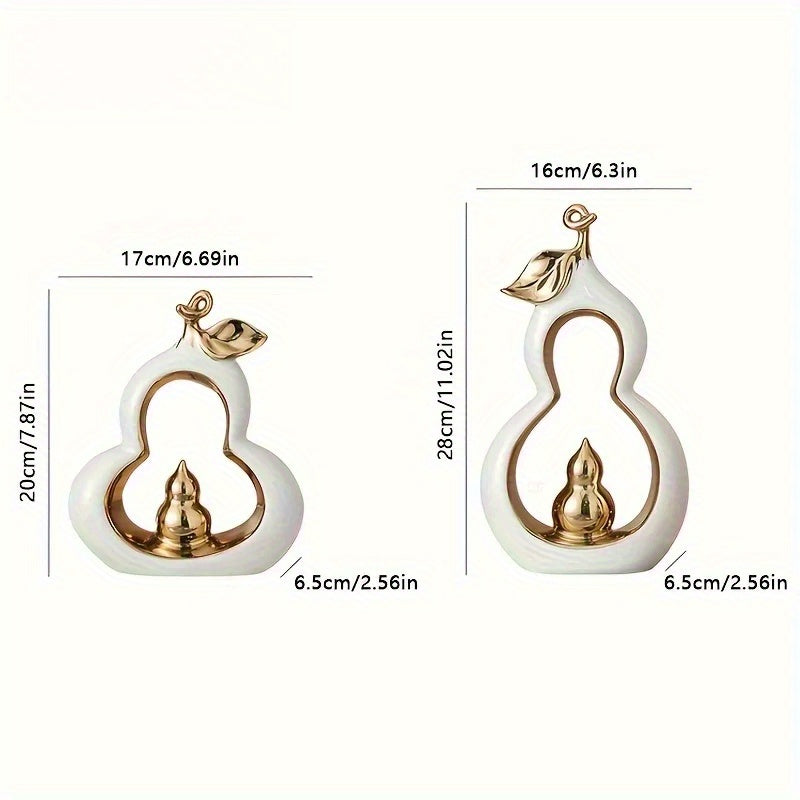 Two Large\u002FSmall Gourd Ceramic Ornaments | Living Room Bookshelf Decoration | Luxurious Decorative Additions for Home\u002FOffice