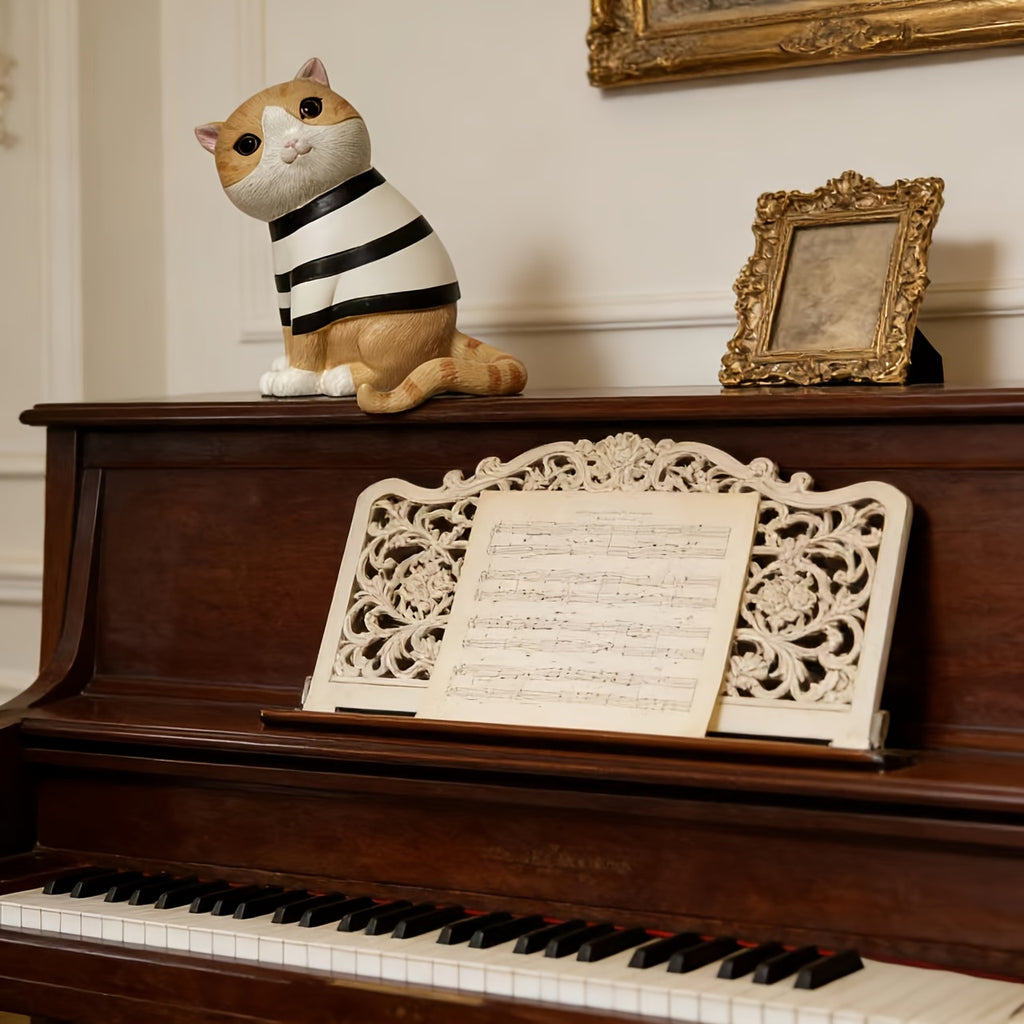 1pc Cute Sitting Cat Light Luxury TV Cabinet Living Room Decoration Piece, Adorable Striped Cat Home Desktop Creative Statue, Sitting Cat Suitable for European Home Living Room Desktop Decoration Piece