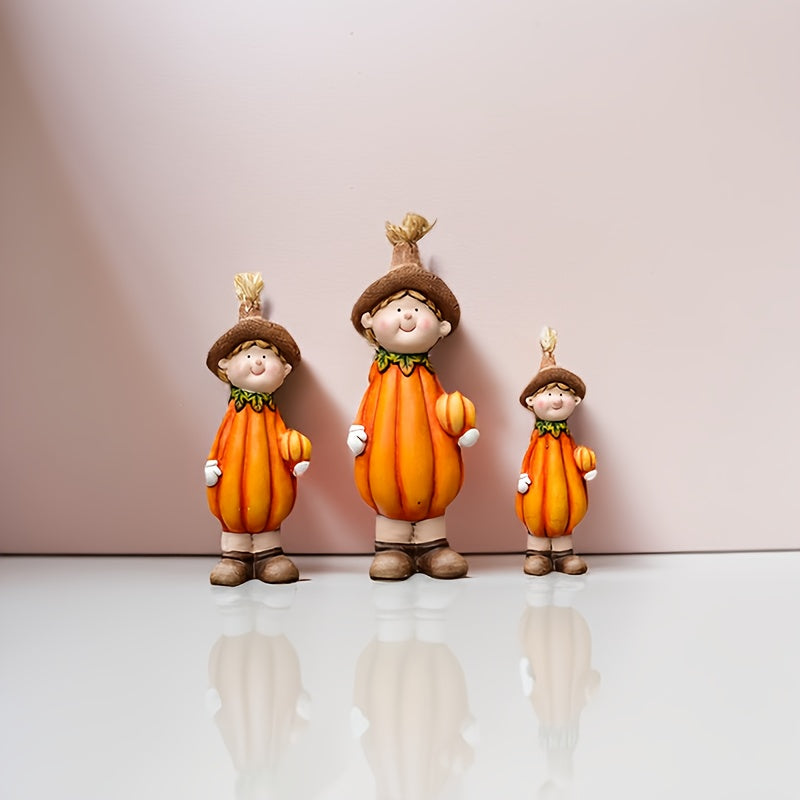 1 Ceramic Pumpkin Boy Scarecrow Decorative Ornament, Suitable for Study Desk Decoration, Office Decoration, Bedroom Decoration, Outdoor Balcony Decoration, Windowsill Decoration, Christmas, Halloween, Easter, Pumpkin Festival Decorative Ornament