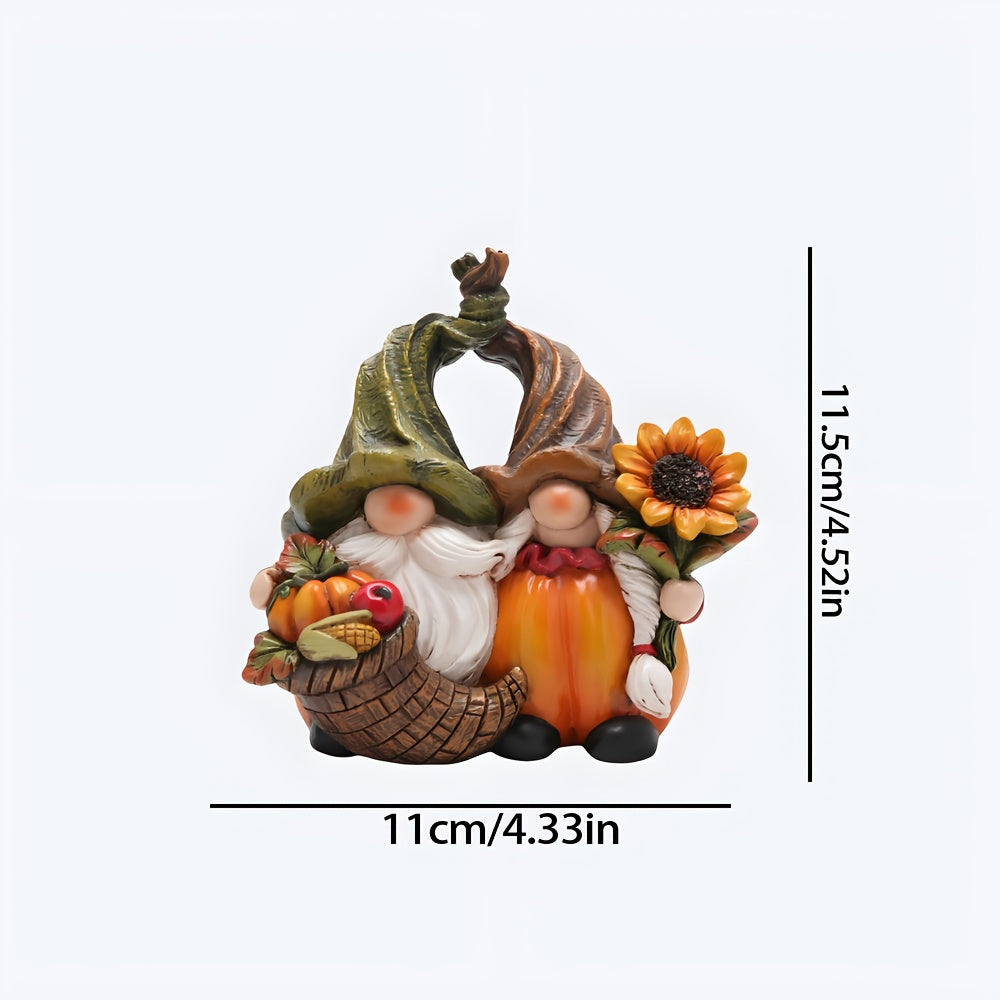 1pc of Creative Rustic Harvest Pumpkin Gnome Couple Resin Ornament for Home, Living Room, Desktop, Entrance Cabinet Decoration, Warm Decor for Studio And Office, Garden, Courtyard, And Windowsill Flower Rack Decoration