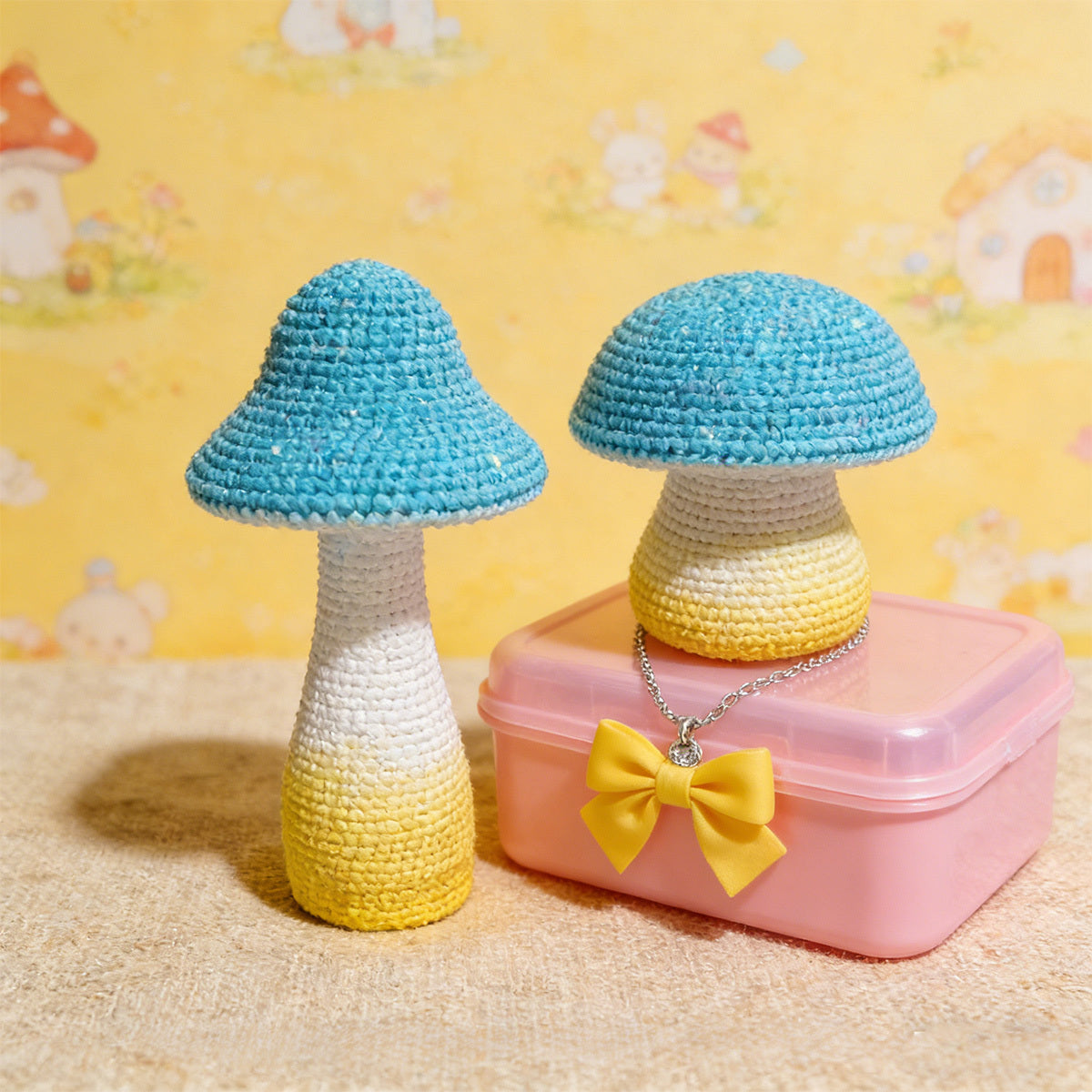 1 Pair Healing Mushroom Figurines | Collectible Beaded Mini Desktop Decor, High Aesthetic Value Gift For Easter, Ramadan, Mother'S Day, Father'S Day | Resin, Suitable For Various Room Types, Indoor And Outdoor Use