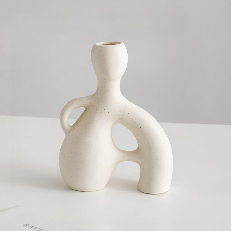 Nordic Minimalist White Ceramic Vase | Ins Style Home Decor for Dried Flowers | Creative Luxury Flower Arrangement | Living Room Entryway Study Bedroom Decoration