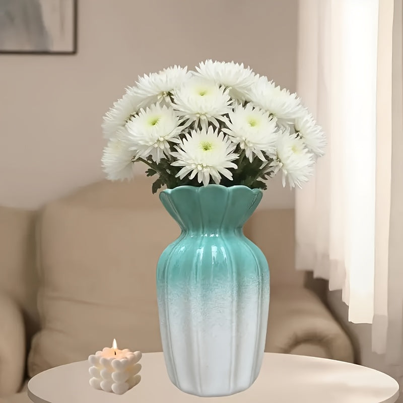 A Ceramic Vase with a Gradient Blue Color Is The Perfect Gift to Place in The Entrance Bedroom, on The Dining Table, on a Bookshelf, Or to The Wedding Television in The Lobby