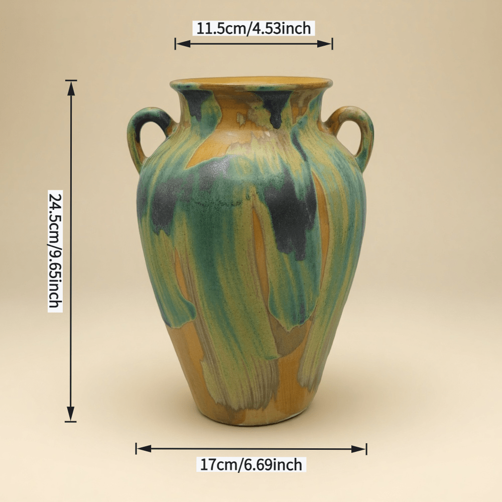 Oil Painting Style Ceramic Vase- Home Decor Flower Arrangement Vase for Living Room, Bedroom, Bookshelf| Gift Idea