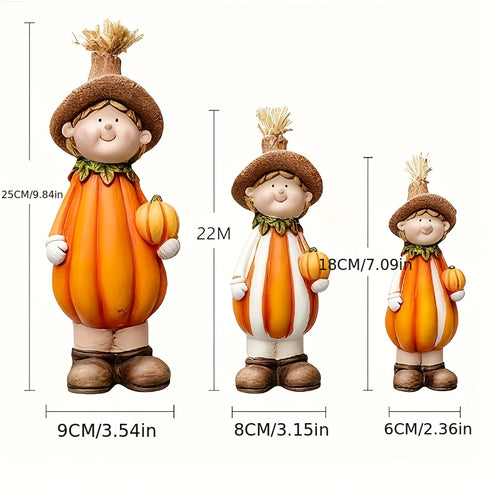 1 Ceramic Pumpkin Boy Scarecrow Decorative Ornament, Suitable for Study Desk Decoration, Office Decoration, Bedroom Decoration, Outdoor Balcony Decoration, Windowsill Decoration, Christmas, Halloween, Easter, Pumpkin Festival Decorative Ornament