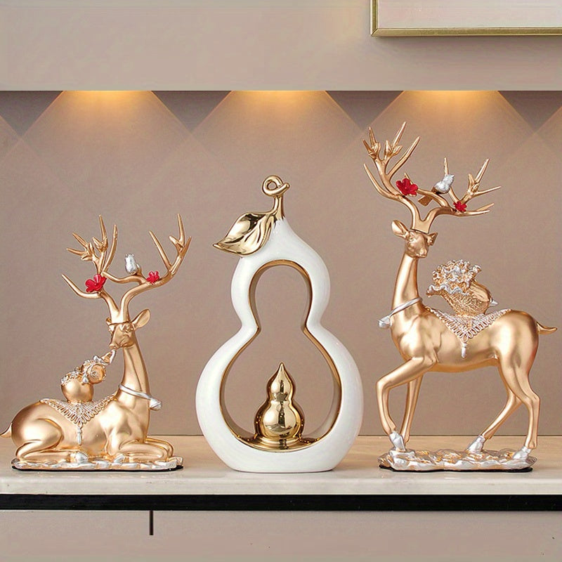 Two Large\u002FSmall Gourd Ceramic Ornaments | Living Room Bookshelf Decoration | Luxurious Decorative Additions for Home\u002FOffice