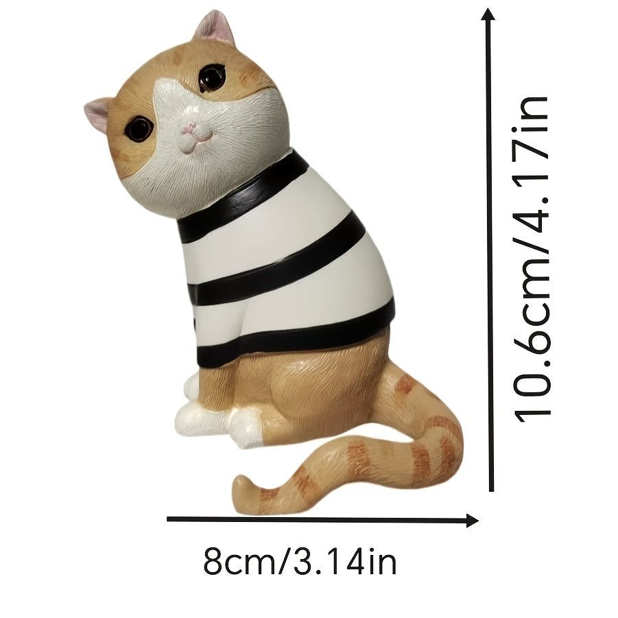 1pc Cute Sitting Cat Light Luxury TV Cabinet Living Room Decoration Piece, Adorable Striped Cat Home Desktop Creative Statue, Sitting Cat Suitable for European Home Living Room Desktop Decoration Piece