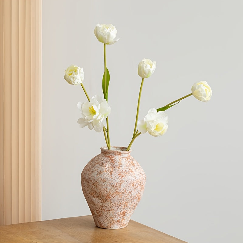 A Hand-Painted Wabi-Sabi Style | Vintage Ceramic Decorative Vase | for Living Room Console Table | a Ceramic Jar for Floral Arrangements | Suitable for Display in Living Rooms, Hallways, Bookshelves, Wine Cabinets, And TV Cabinets