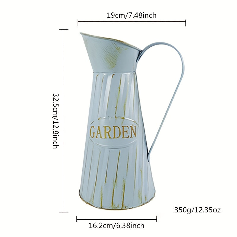 Aged Light Blue Flower Vase | Suitable for Pink and White Rose Bouquet, Echoes Pastoral Atmosphere with Soft Elements and Conveys Natural Relaxation through Retro Texture